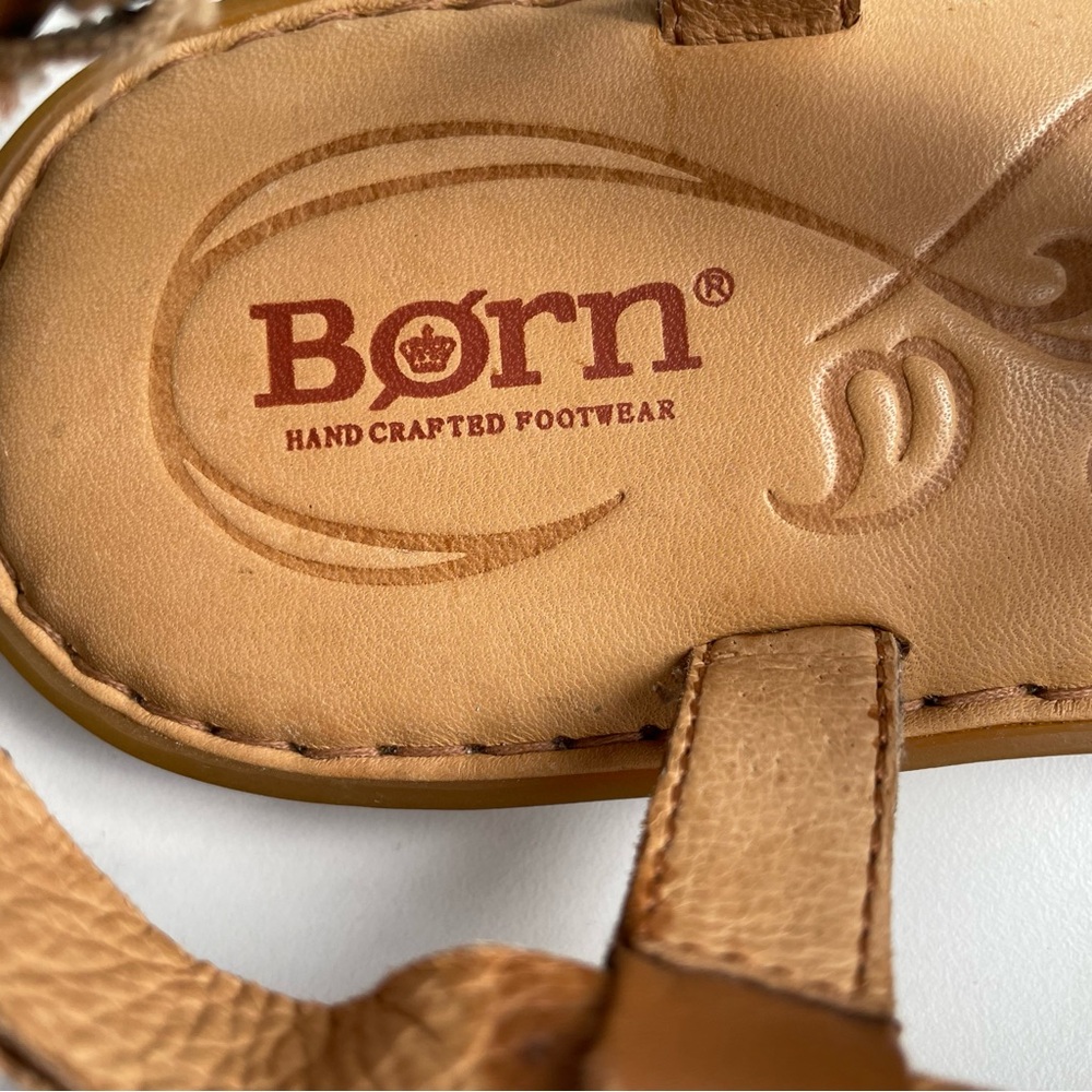Born Women’s Leather Strappy Sandals Padded Footbed Size 8 Boho Tan Brown Summer - Picture 2 of 9